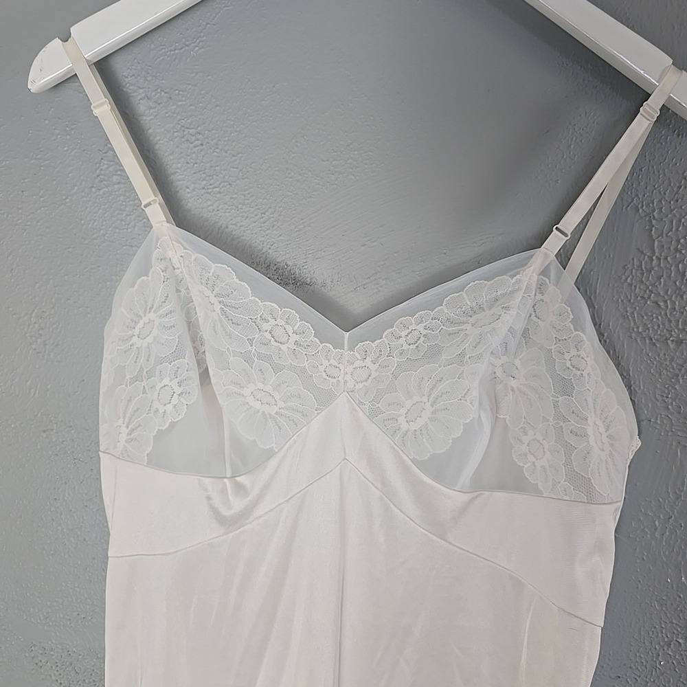 Adonna VTG Nylon Slip Dress Floral Lace Size US 36 Cream Midi‎ Lingerie Romantic